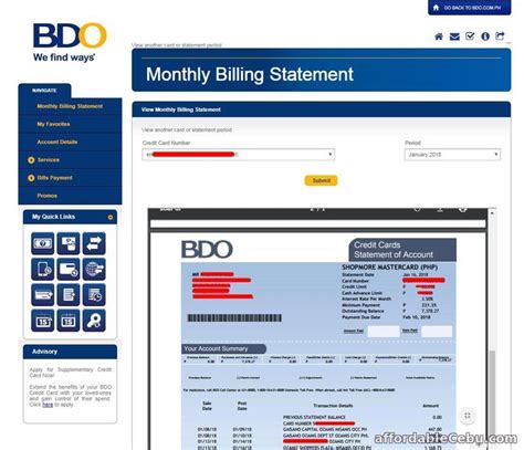 bdo billing statement